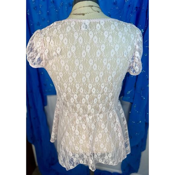 Y2K Baby Pink Lace Fairy Coquette Plus Top XXL - Picture 2 of 5